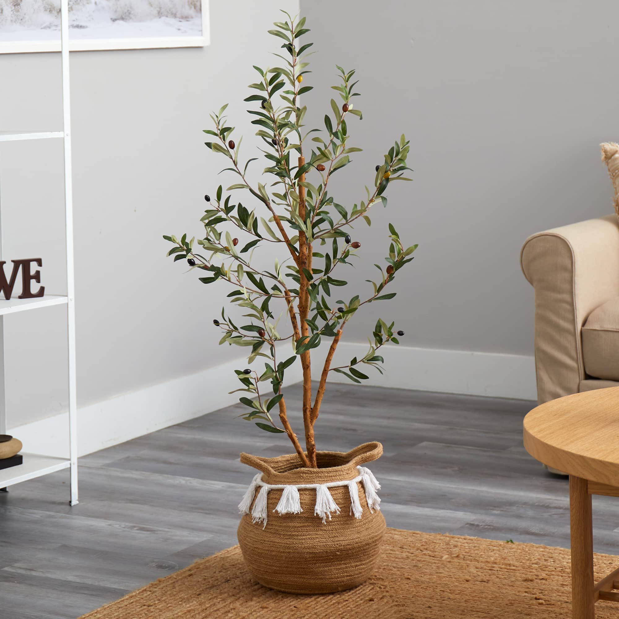 3.5ft. Artificial Olive Tree with Basket